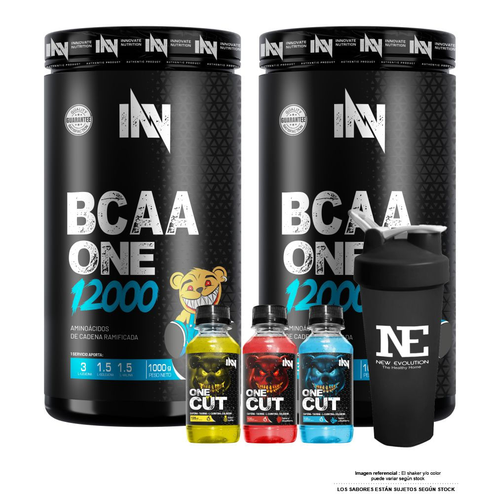 COMBO INNOVATE NUTRITION - 2 BCAA ONE 12000 1 KG. FRUIT PUNCH + SHAKER