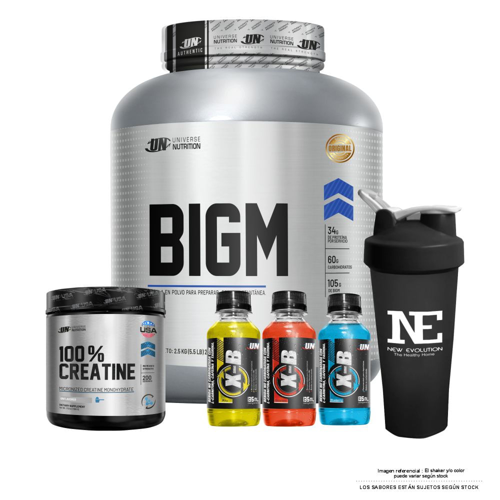 COMBO UNIVERSE NUTRITION - BIGM 2.5 KG. COOKIE + 100% CREATINE 500 GR. + SHAKER