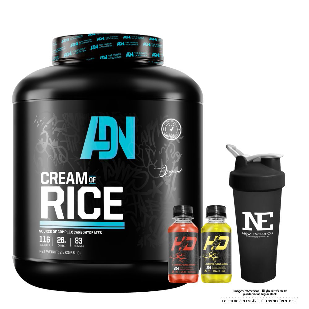 ADN NUTRITION - CREAM OF RICE 2.5 KG. VAINILLA + SHAKER