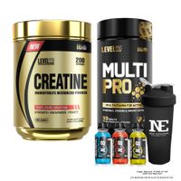 COMBO LEVEL PRO - CREATINE 500 GR. + MULTI PRO 90 CAPS. + SHAKER