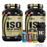 COMBO LEVEL PRO - 2 ISO GOLD WHEY 2.43 LIBRAS VANILLA CREME + SHAKER