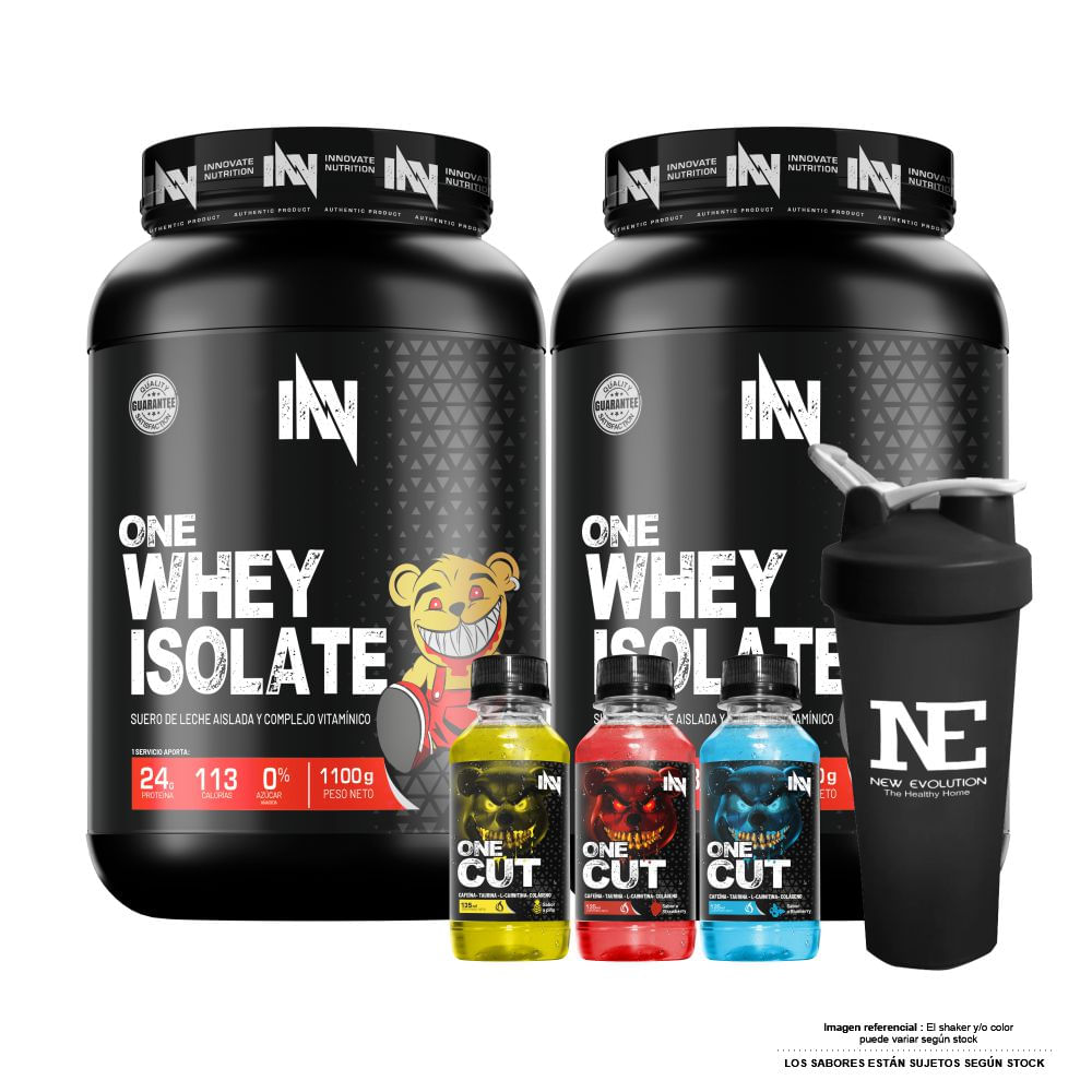 COMBO INNOVATE NUTRITION - 2 ONE WHEY ISOLATE 1.100 KG. VAINILLA + SHAKER