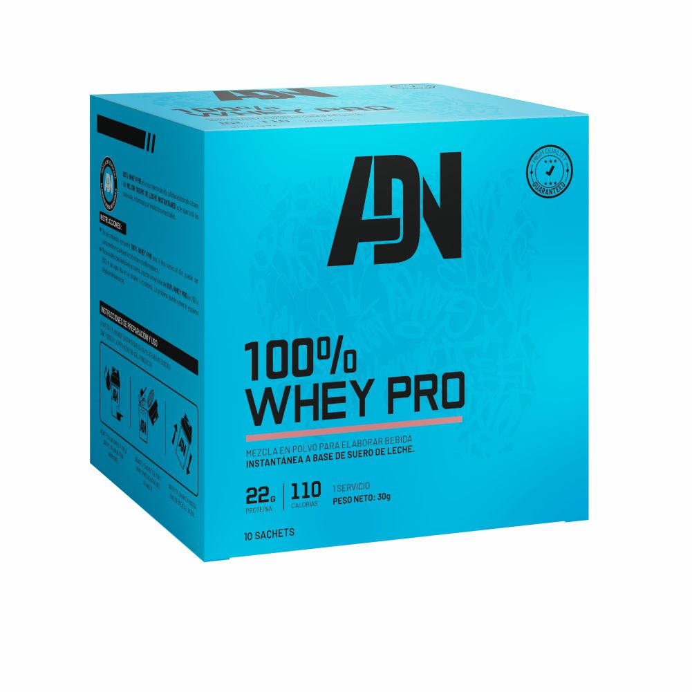 ADN NUTRITION 100% WHEY PRO  CAJA 10 UNID. VAINILLA