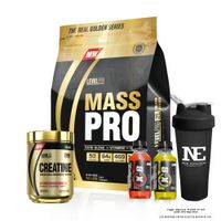 COMBO LEVEL PRO - MASS PRO 10 LIBRAS CHOCOLATE + CREATINE 500 GR. + SHAKER