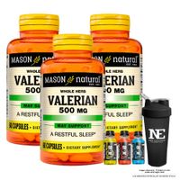COMBO VITAMINAS MASON NATURAL - 3 VALERIANA 500 MG (60 CAP) + SHAKER