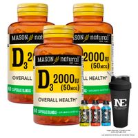 COMBO VITAMINAS MASON NATURAL - 3 D-3 2000 UI (60 SOFTG) + SHAKER
