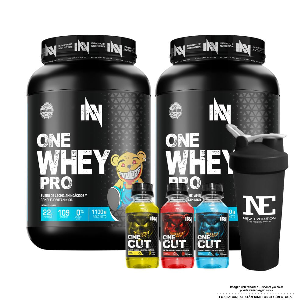 COMBO INNOVATE NUTRITION - 2 ONE WHEY PRO 1.100 KG. VAINILLA + SHAKER