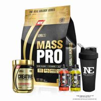 COMBO LEVEL PRO - MASS PRO 15 LIBRAS CHOCOLATE + CREATINE 500 GR. + SHAKER