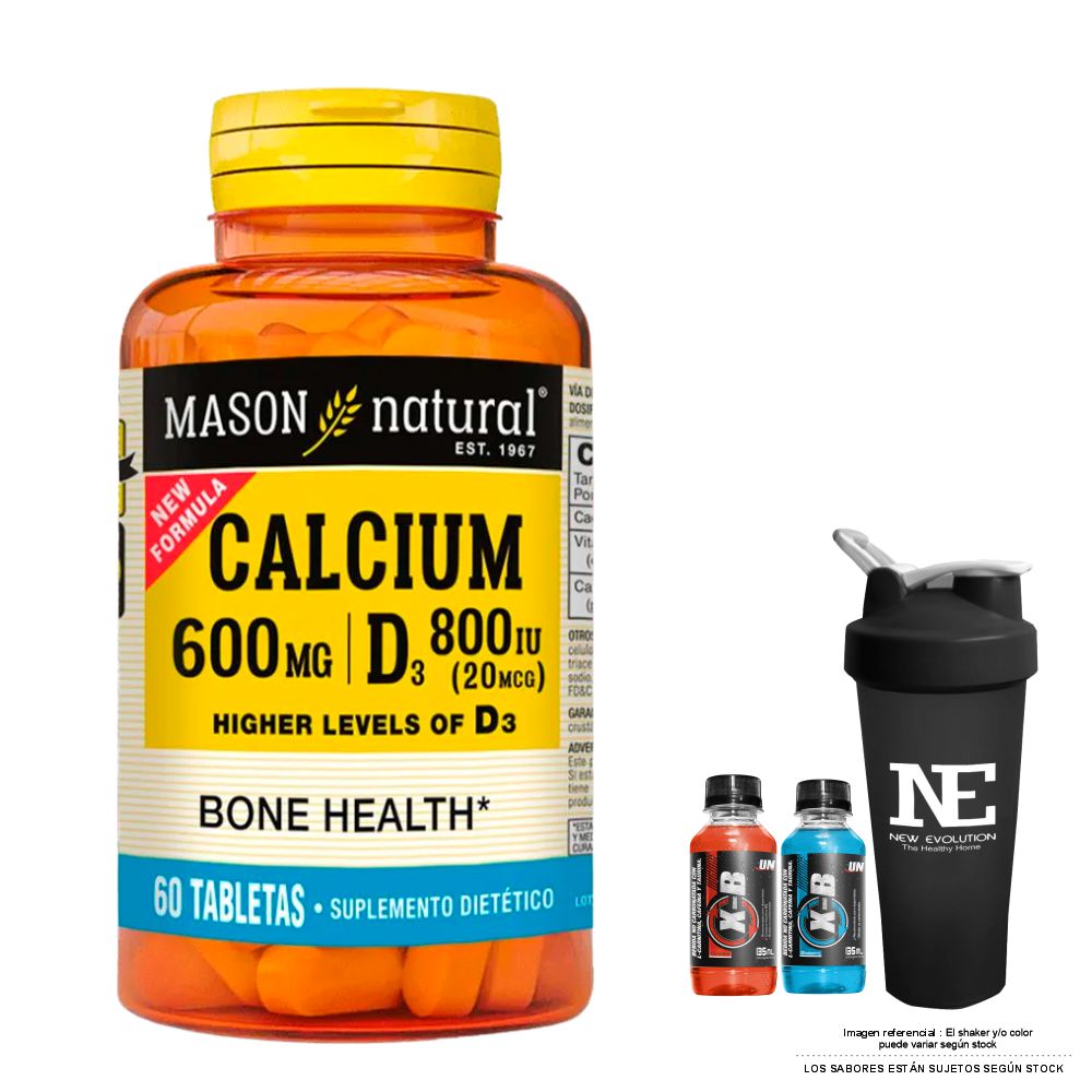 VITAMINAS MASON NATURAL - CALCIO 600MG D3 800IU (20 MCG) (60 TAB) + SHAKER