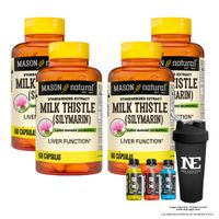COMBO VITAMINAS MASON NATURAL - 4 SILIMARINA (MILK THISTLE) (60 CAP) + SHAKER
