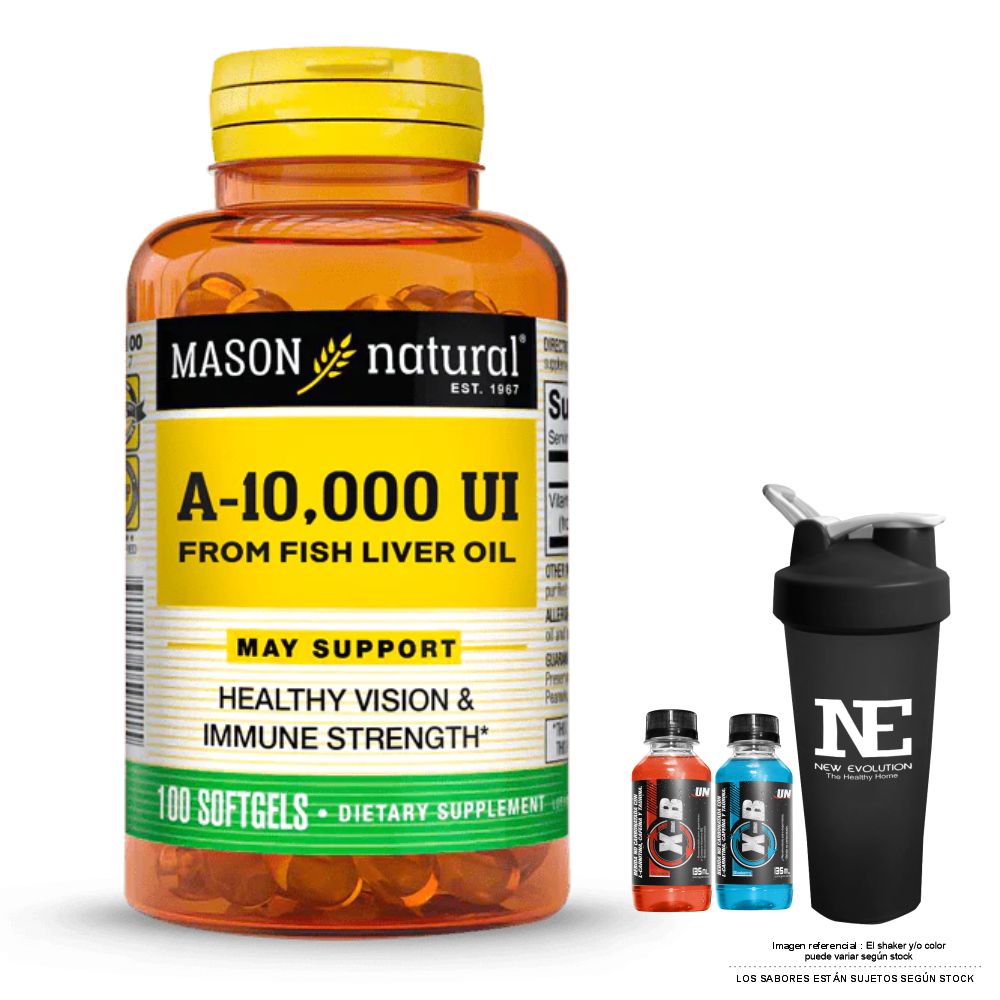 VITAMINAS MASON NATURAL - VITAMINA A 10,000 UI FROM FISH LIVER OIL (100 SOFTG) + SHAKER