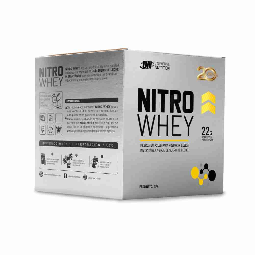 UNIVERSE NUTRITION NITRO WHEY CAJA 10 UNID. VAINILLA