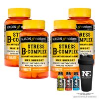 COMBO VITAMINAS MASON NATURAL - 4 STRESS FORMULA B-COMPLEX CON ANTIOXIDANTES+ZINC (60 TAB) + SHAKER