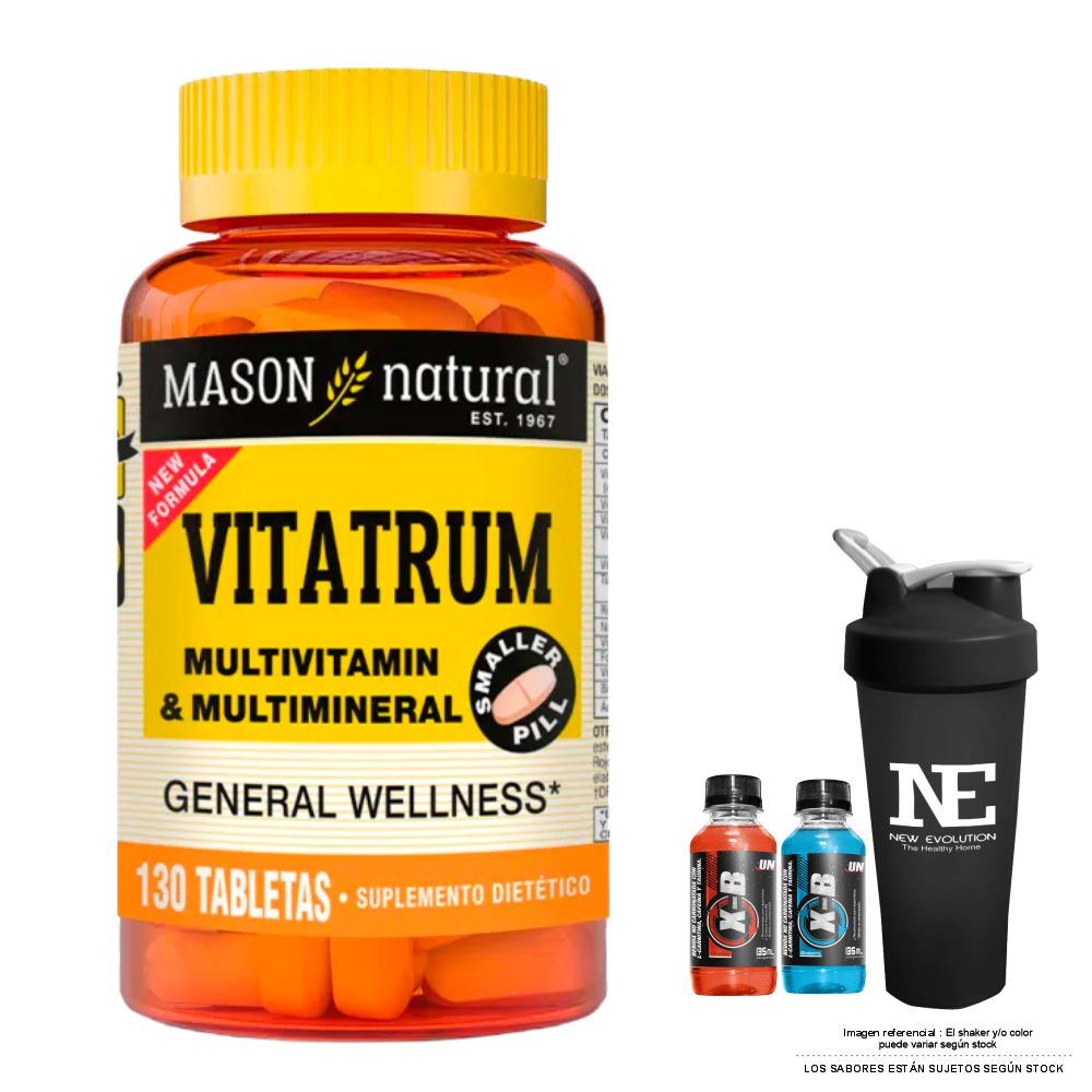VITAMINAS MASON NATURAL - VITATRUM MULTIVITAMÍNICO & MULTIMINERAL (130 TAB) + SHAKER