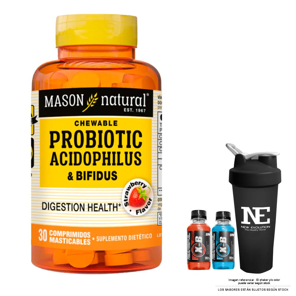 VITAMINAS MASON NATURAL - PROBIÓTICO ACIDOPHILUS & BIFIDUS (30 COMP MAST) + SHAKER