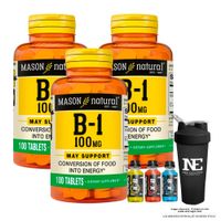 COMBO VITAMINAS MASON NATURAL - 3 VITAMINA B-1 100 MG (100 TAB) + SHAKER