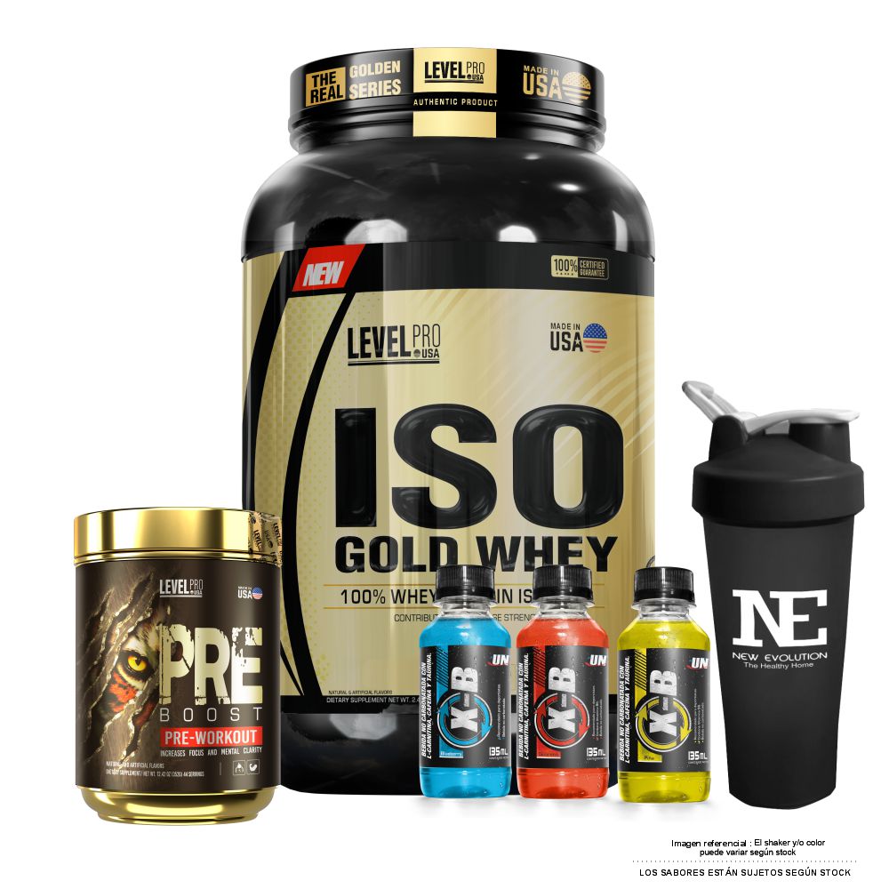 COMBO LEVEL PRO - ISO GOLD WHEY 2.43 LIBRAS | Promart.pe - Promart