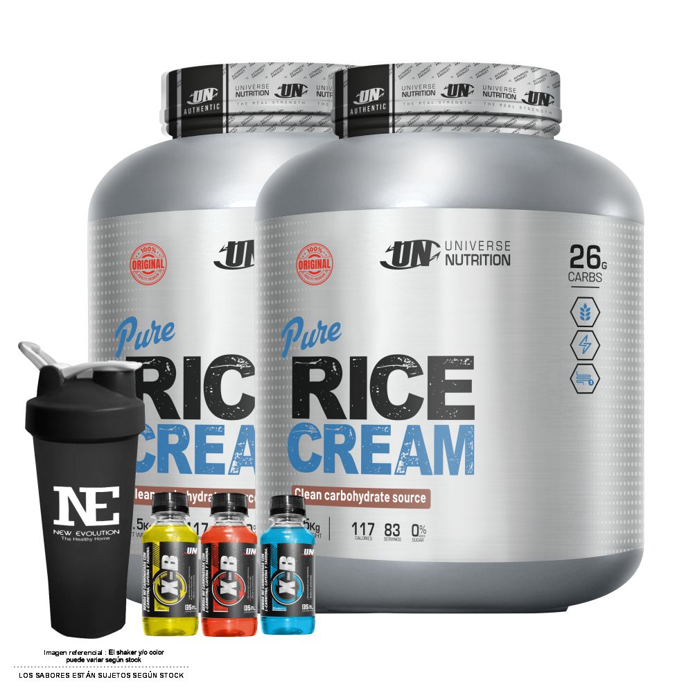 COMBO ADN NUTRITION - 2 CREAM OF RICE 2.5 KG. CHOCOLATE + SHAKER