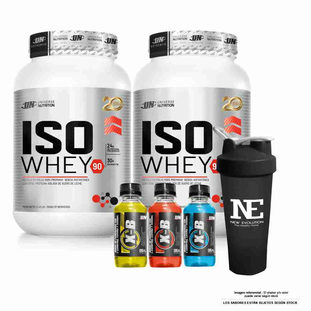 COMBO UNIVERSE NUTRITION - 2 ISO WHEY 90 1.100 KG. VAINILLA + SHAKER