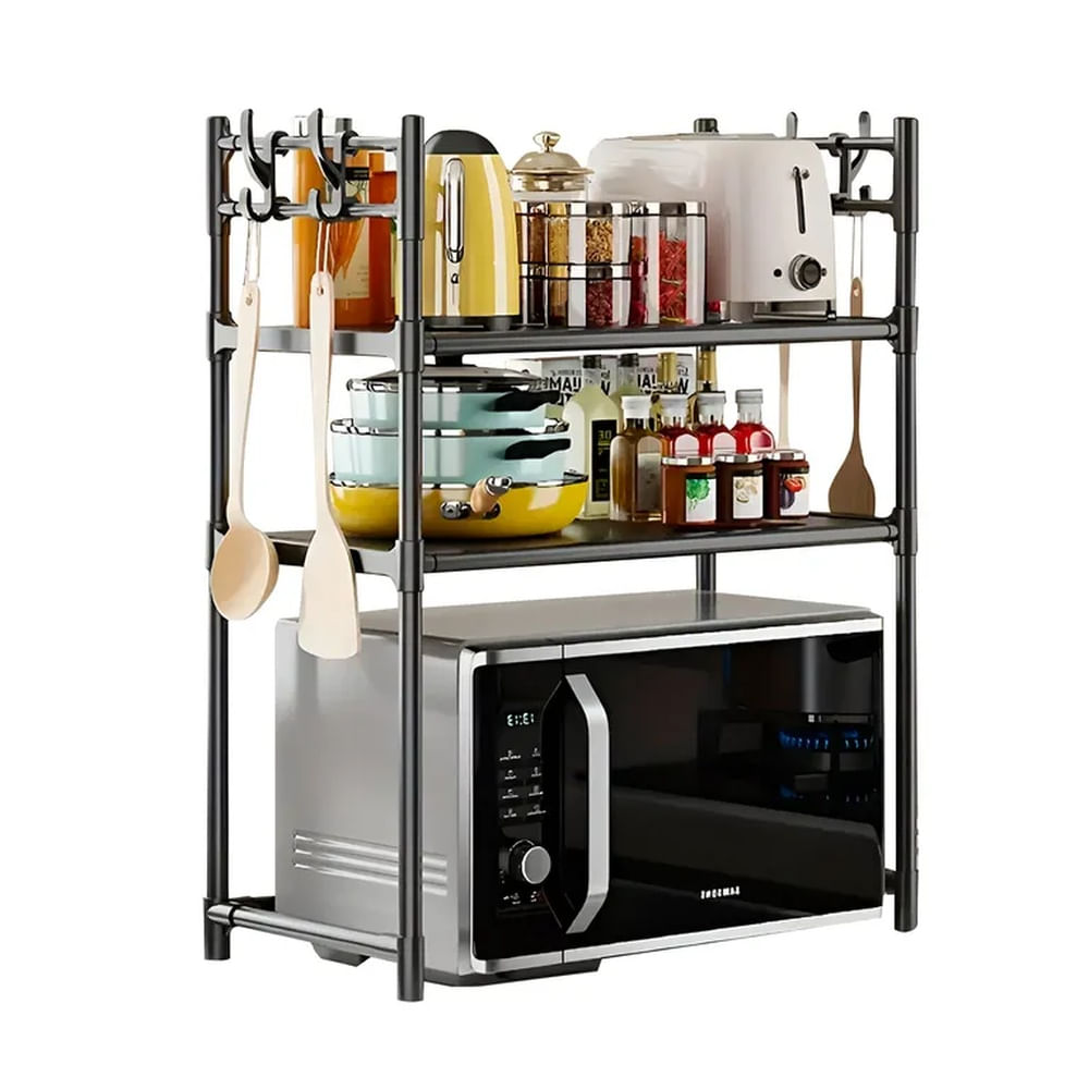 Organizador Multifuncional Para Microondas 2 Niveles Negro