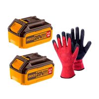 Set Bateria Litio 20v 2pcs Multiherramientas Ingco + Guantes