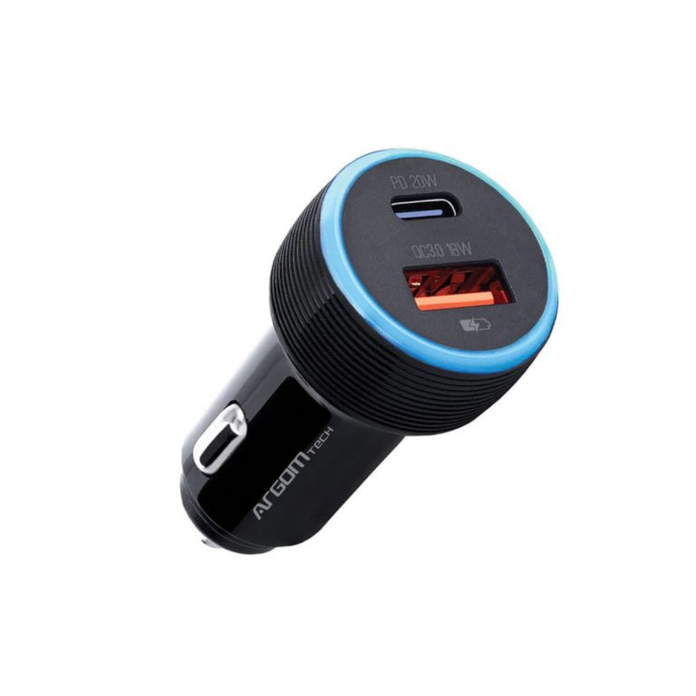 CARGADOR DUAL PARA AUTO TIPO C - USB FORCE C1 36W