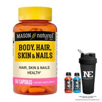 VITAMINAS MASON NATURAL - MULTIVITAMÍNICO PARA CABELLO, PIEL Y UÑAS (60 CAP) + SHAKER