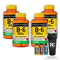 COMBO VITAMINAS MASON NATURAL - 4 VITAMINA B-6 100 MG (100 TAB) + SHAKER