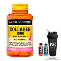 VITAMINAS MASON NATURAL - COLÁGENO 1500 PLUS + BIOTINA + VITAMINA C (60 CAP) + SHAKER