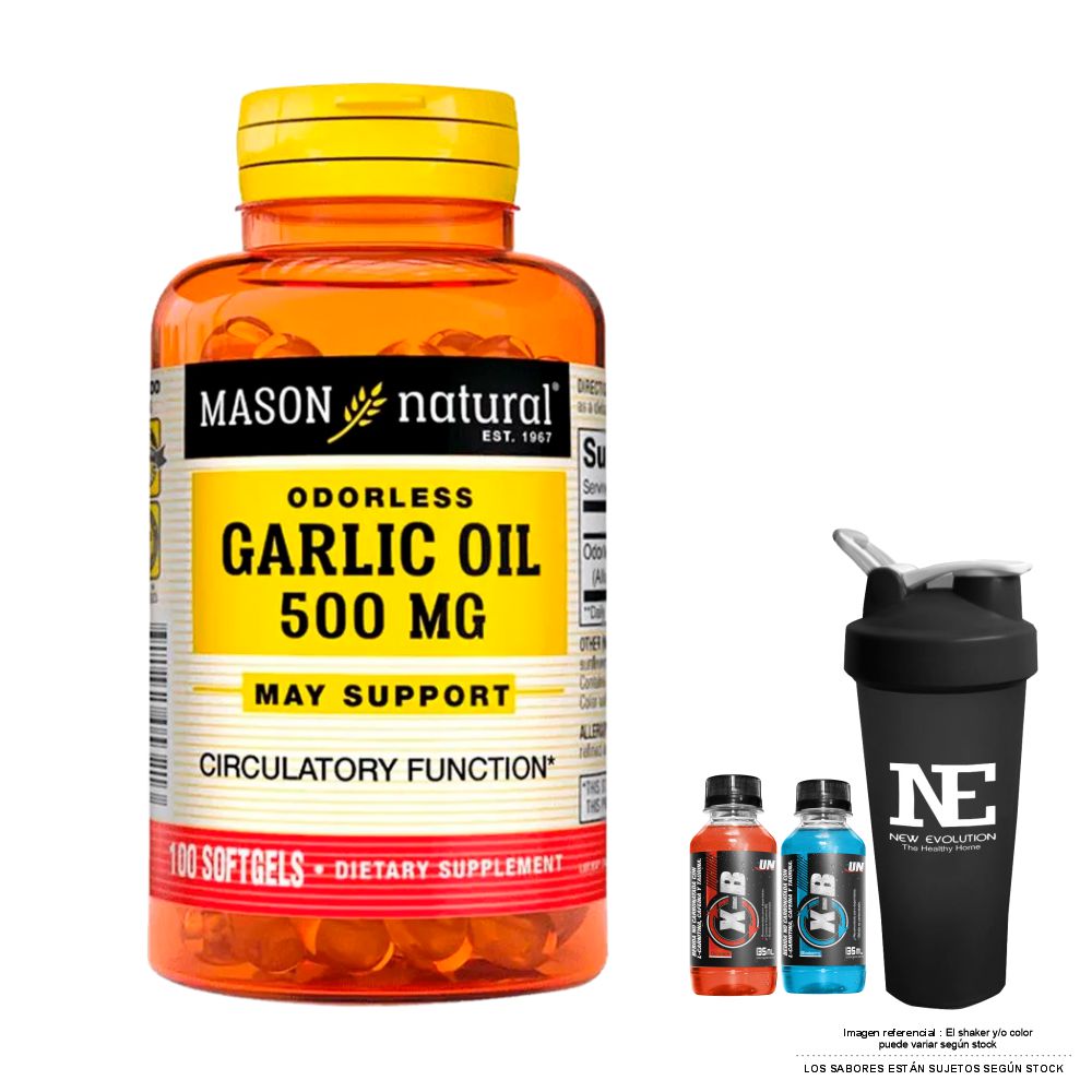 VITAMINAS MASON NATURAL - ACEITE DE AJO 500 MG (100 SOFTG) + SHAKER