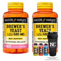 COMBO VITAMINAS MASON NATURAL - 2 LEVADURA DE CERVEZA 680 MG (100 TAB) + SHAKER