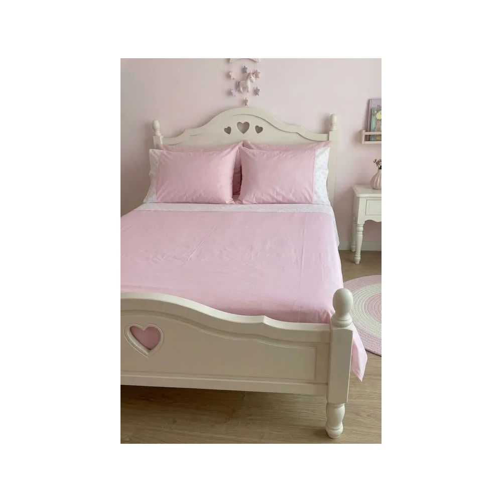 Juego de Sábanas Kids Algodón Pima Estrellas Rosadas - Fabitex