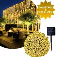 Tira de 200 Luces con Panel Solar 20 metros Ambar