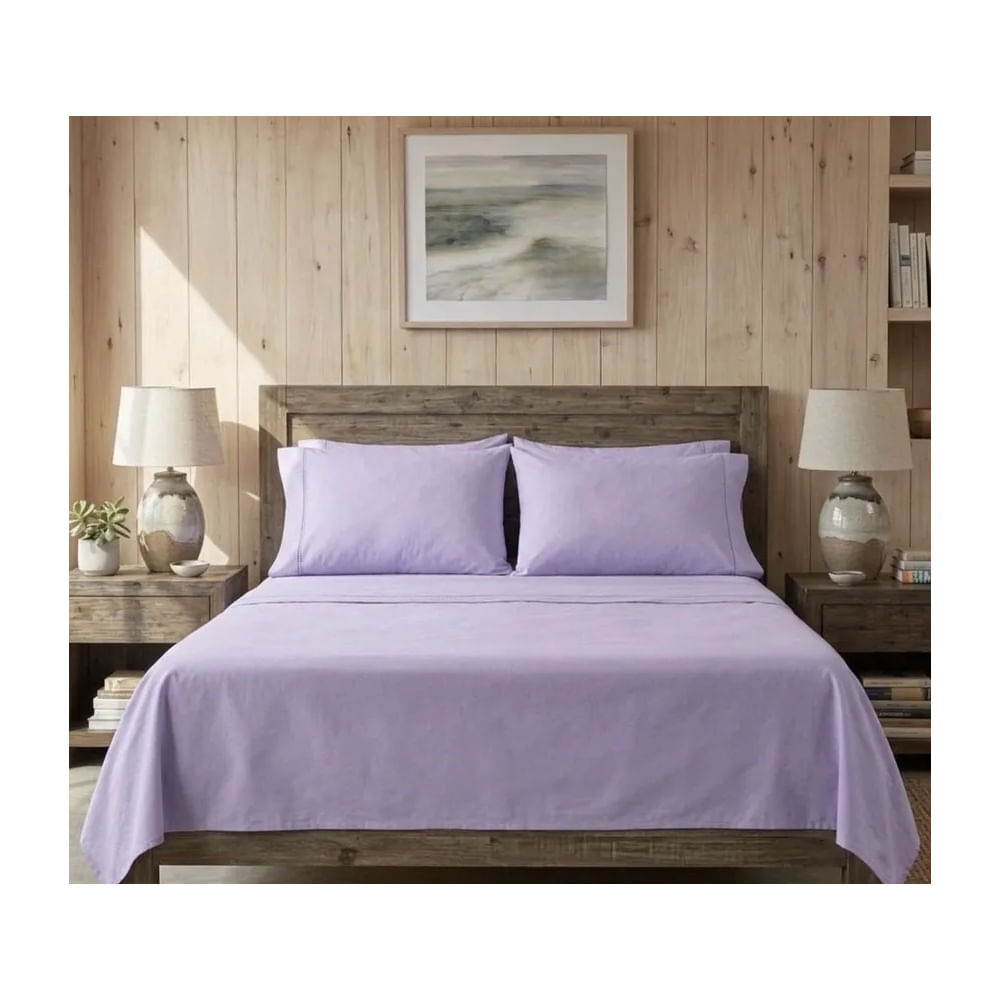 Juego de Sábanas Color Lila 200 Hilos Algodón Pima 1 Plz - Fabitex