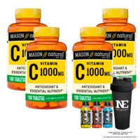 COMBO VITAMINAS MASON NATURAL - 4 VITAMINA C-1000 MG (100 TAB) + SHAKER