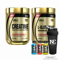 COMBO LEVEL PRO - GLUTAMINE 500 GR. + CREATINE 500 GR. + SHAKER