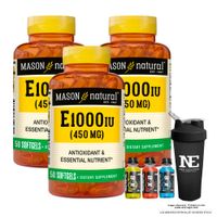COMBO VITAMINAS MASON NATURAL - 3 VITAMINA E-1000 UI (450 MG) (50 SOFTG) + SHAKER