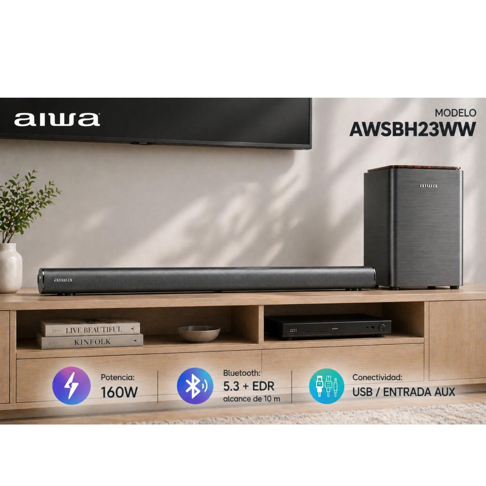 Barra de Sonido Aiwa AWSBH23WW Con Sub Woofer