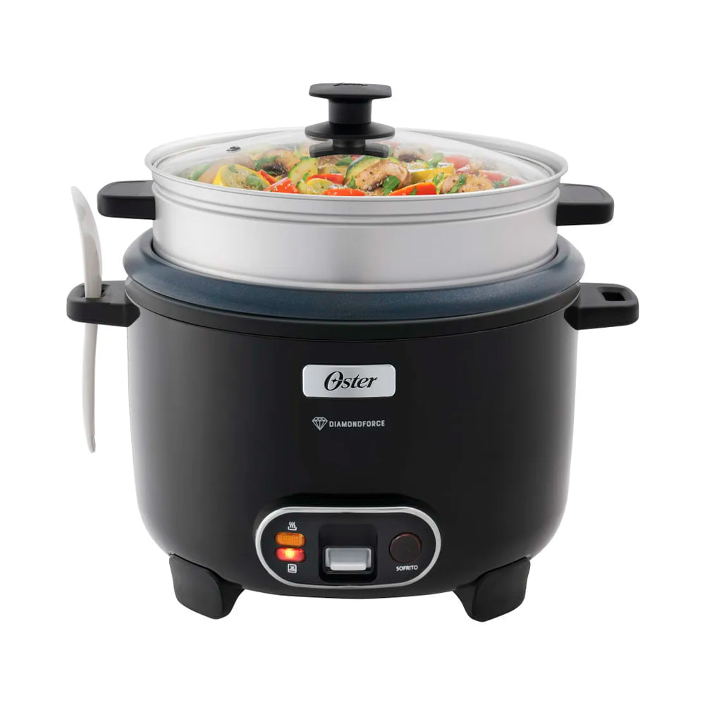 Olla Arrocera Oster CKSTRC15DFBLK  2.8L función Sofrito y Vaporera 3 in 1