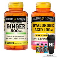 COMBO VITAMINAS MASON NATURAL - GINGER (KION) 500 MG (60 CAP) + ÁCIDO HIALURÓNICO 100 MG + SHAKER