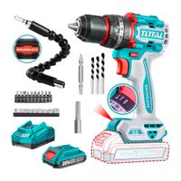 Taladro Percutor Brushless 1 Batería + 1 cargador + 21 Accesorios - Total