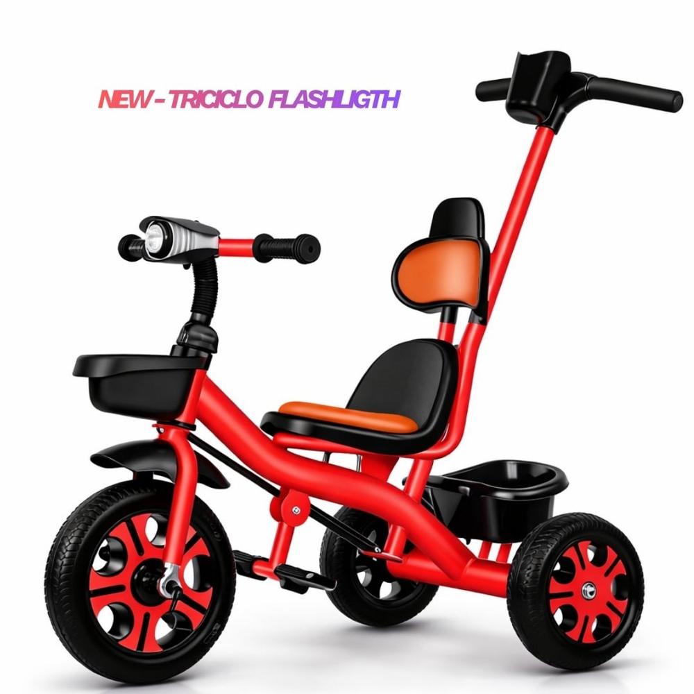 TRICICLO GUIADOR FLASH LIGTH PARA NIÑOS - ROJO