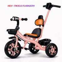 TRICICLO GUIADOR FLASH LIGTH PARA NIÑOS - ROSADO