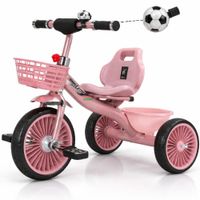 TRICICLO  LUXURY PARA NIÑOS CON CANASTILLA-ROSADO