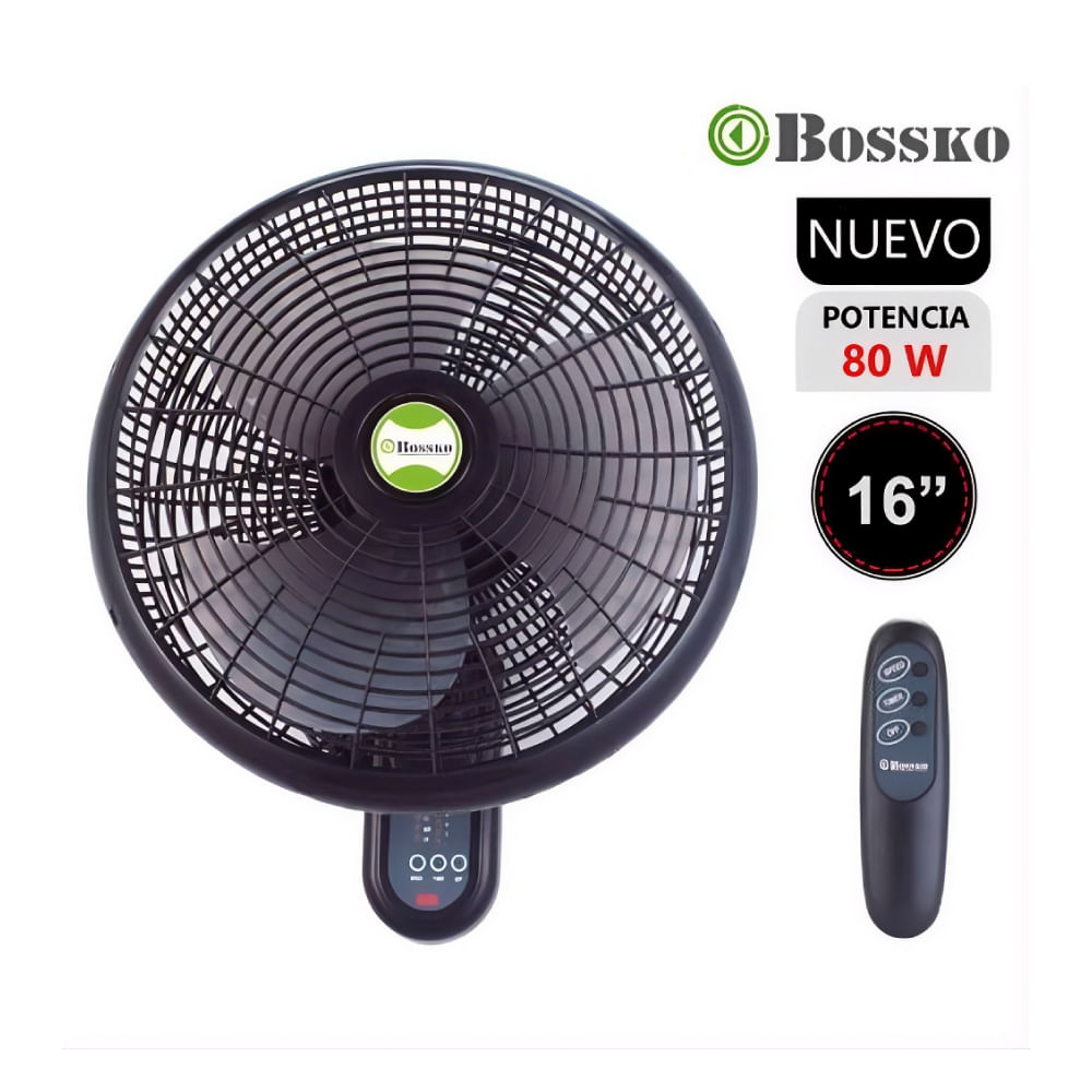 Ventilador de Pared Bossko BK-8210PD de 16 con Control Remoto