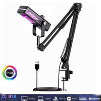 Micrófono Dinámico Para Pc Laptop USB Gamer Con Luz RGB