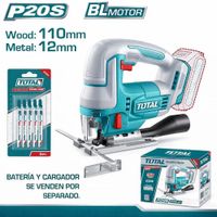 Sierra Caladora Inalámbrica Industrial  20V TOTAL Sin Batería NI Cargador TJSLI1008