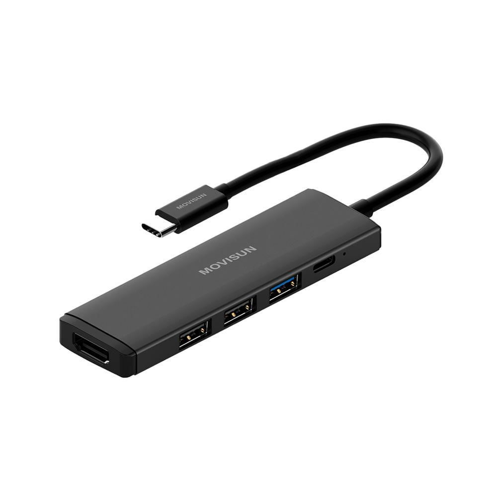 MOVISUN AD H501C - Adaptador Hub Tipo C 5 en 1 con HDMI 4K - PD 100W - USB 3.0 - 2 USB 2.0