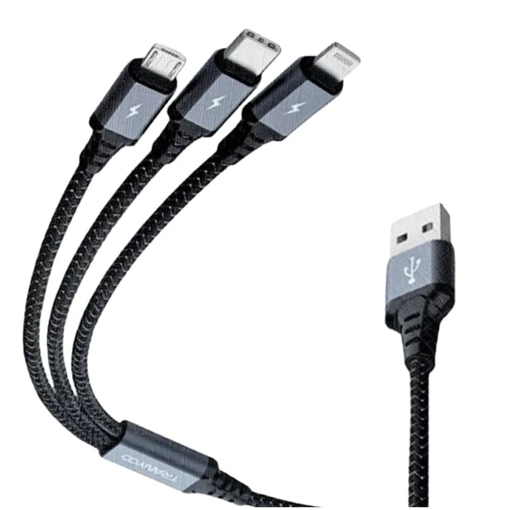 Cable Multicargador De Carga Rapida 3 En 1 T-Xs6 1.2mt