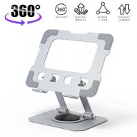 Soporte para Tablet de Metal S955 Giratorio 360 Base Plegable Antideslizante Plateado